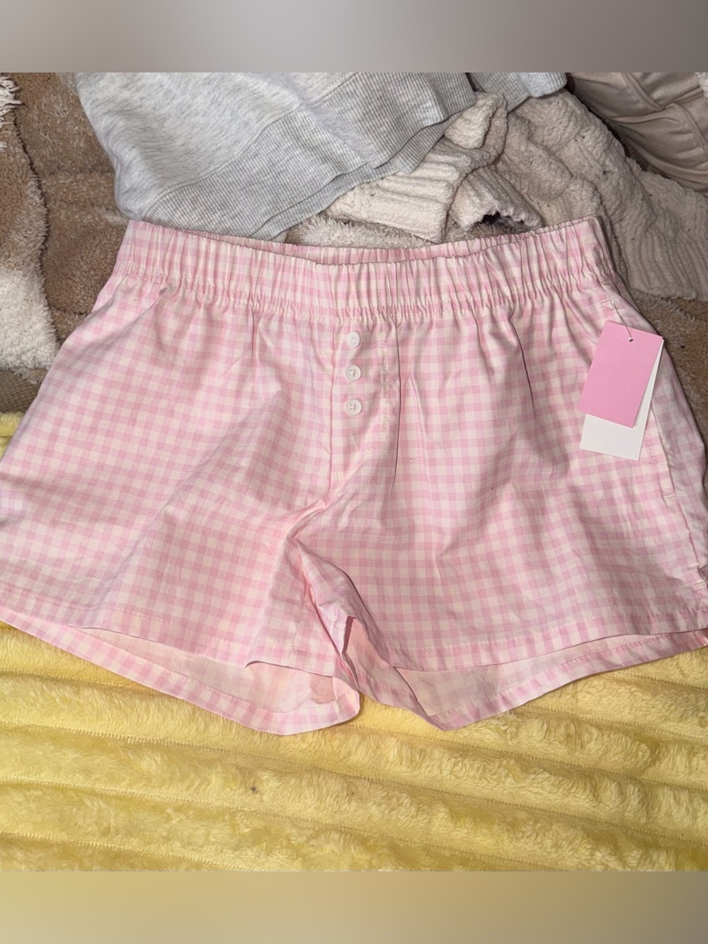 NWT Zoe + Liv Pink Gingham Cotton Sleep Shorts